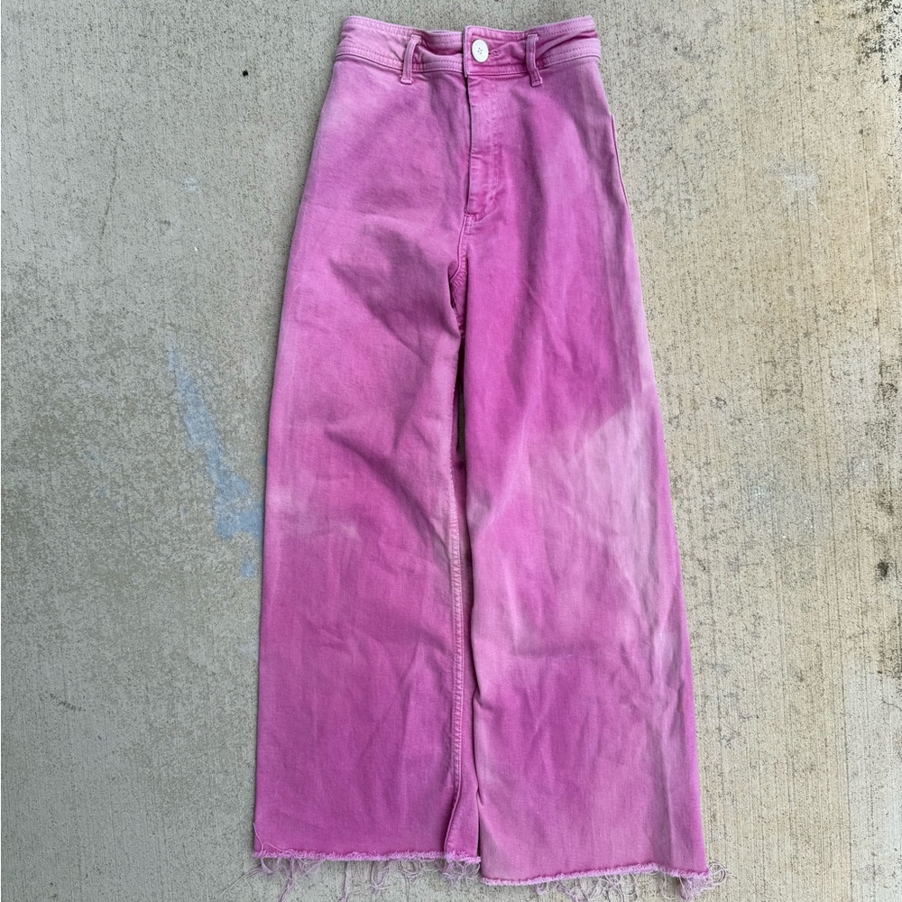 Zara Pink Frayed Hem Jeans